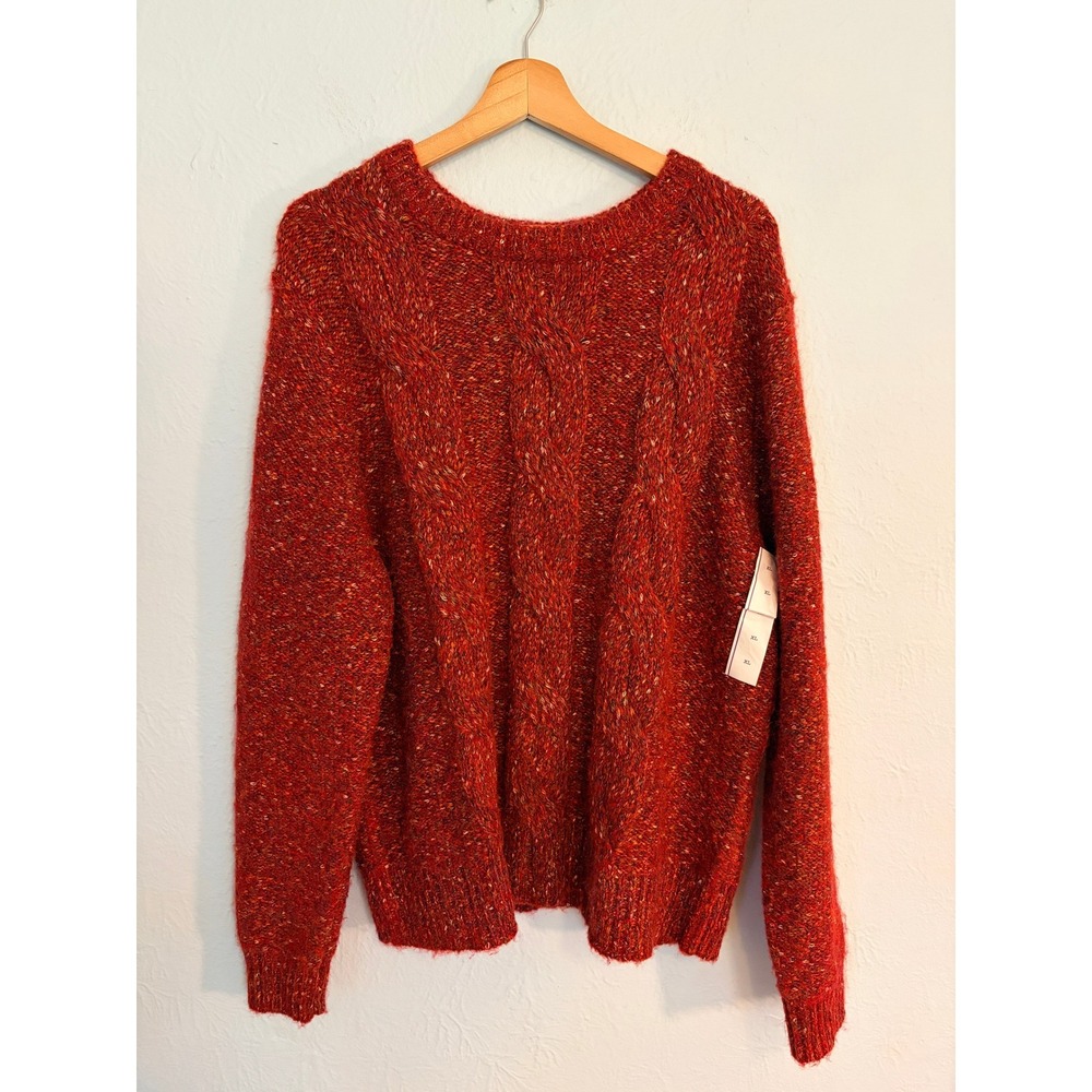Cable Knit Women's Sweater Autumn Fall Cozy XL Pullover Cottagecore Coastal